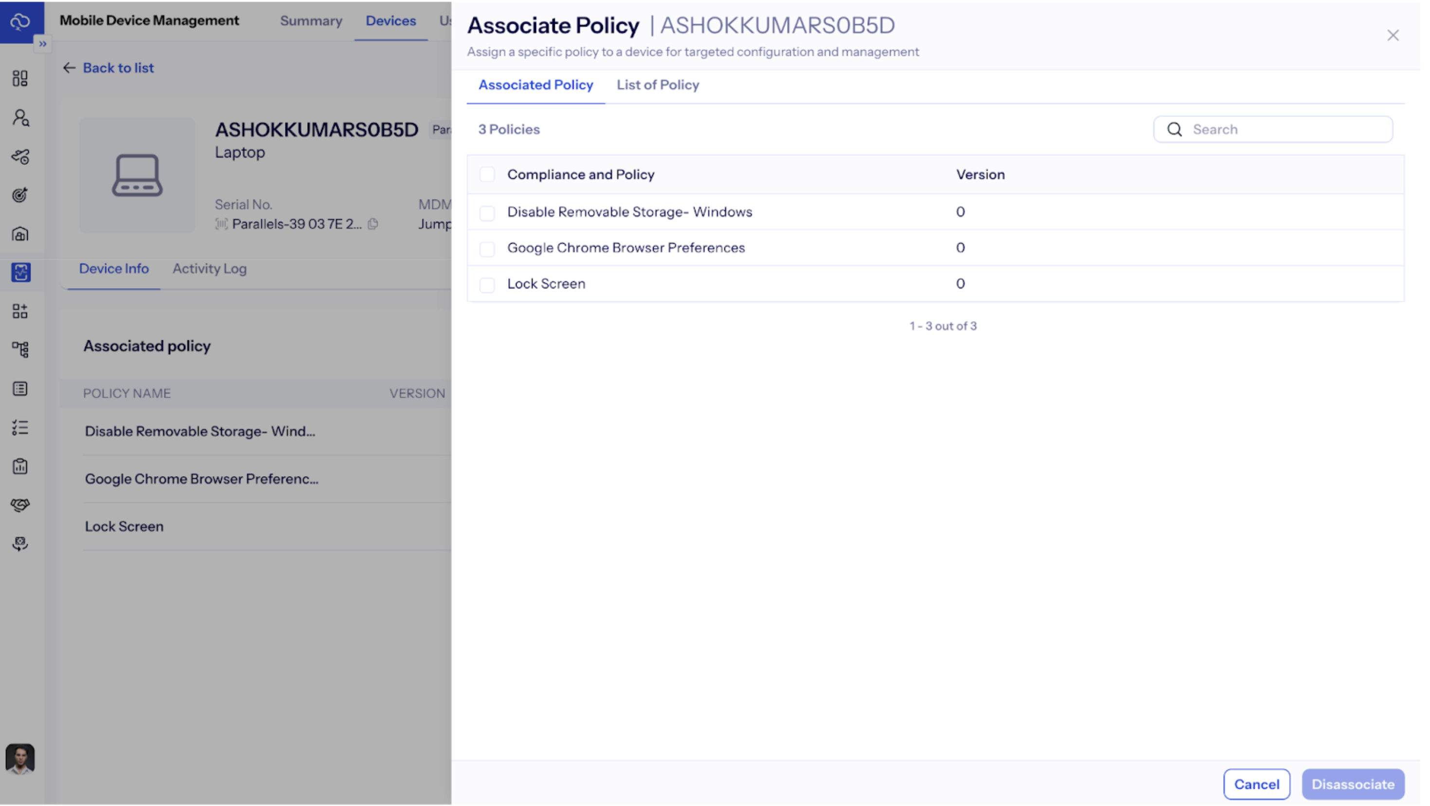 zenadmin device deallocation